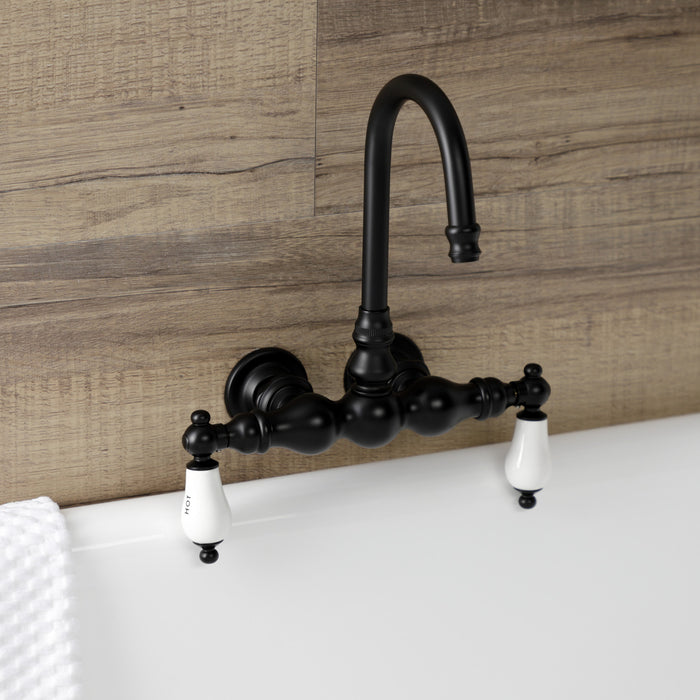 Kingston Heirloom AE3T0 - Aqua Vintage Two-Handle 2-Hole Tub Wall Mount Clawfoot Tub Faucet, Matte Black