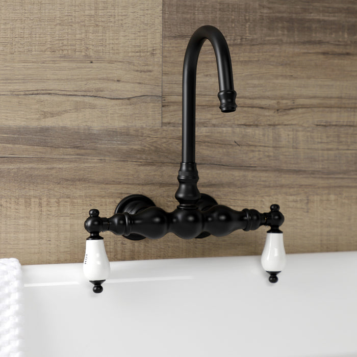 Kingston Heirloom AE3T0 - Aqua Vintage Two-Handle 2-Hole Tub Wall Mount Clawfoot Tub Faucet, Matte Black