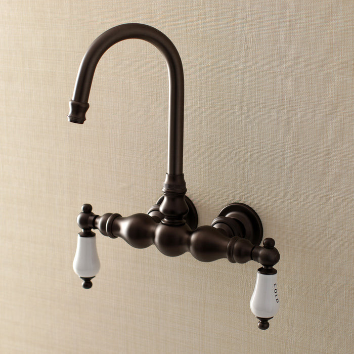 Kingston Heirloom AE3T5 - Aqua Vintage Two-Handle 2-Hole Tub Wall Mount Clawfoot Tub Faucet, Oil Rubbed Bronze