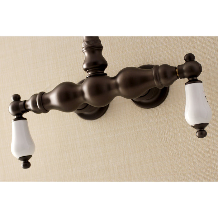 Kingston Heirloom AE3T5 - Aqua Vintage Two-Handle 2-Hole Tub Wall Mount Clawfoot Tub Faucet, Oil Rubbed Bronze