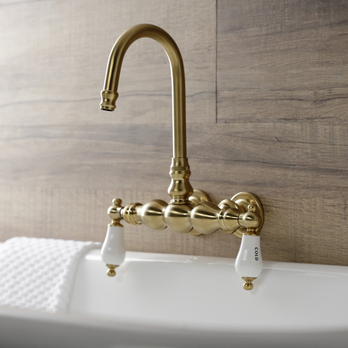 Aqua Vintage AE3T7 Two-Handle 2-Hole Tub Wall Mount Clawfoot Tub Faucet, Brushed Brass