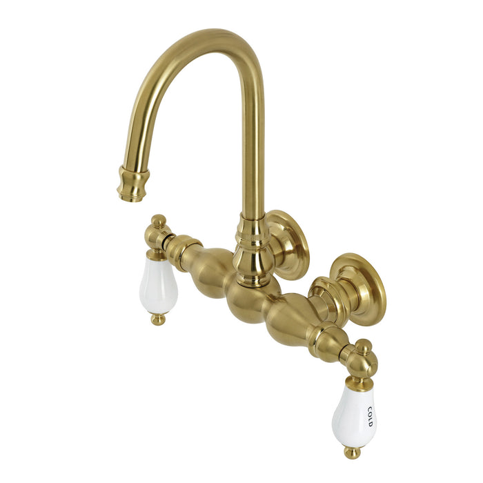 Kingston Heirloom AE3T7 - Aqua Vintage Two-Handle 2-Hole Tub Wall Mount Clawfoot Tub Faucet, Brushed Brass