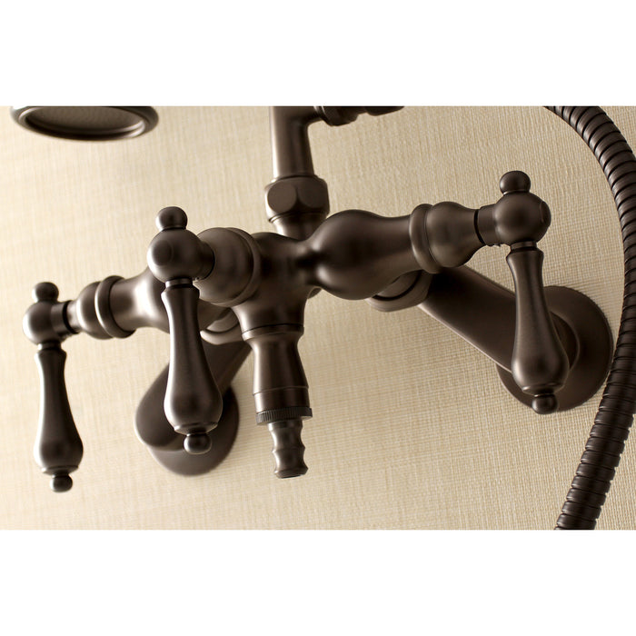Vintage AE419T5 Three-Handle 2-Hole Tub Wall Mount Clawfoot Tub Faucet with Hand Shower, Oil Rubbed Bronze