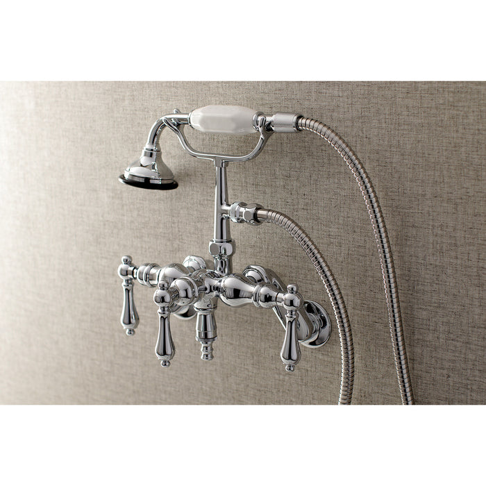 Vintage AE420T1 Three-Handle 2-Hole Tub Wall Mount Clawfoot Tub Faucet with Hand Shower, Polished Chrome