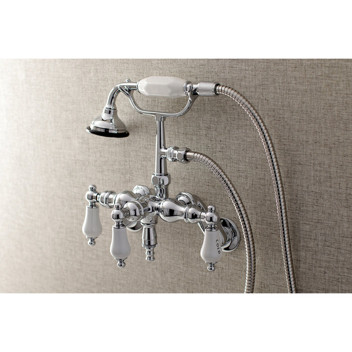 Vintage AE424T1 Three-Handle 2-Hole Tub Wall Mount Clawfoot Tub Faucet with Hand Shower, Polished Chrome