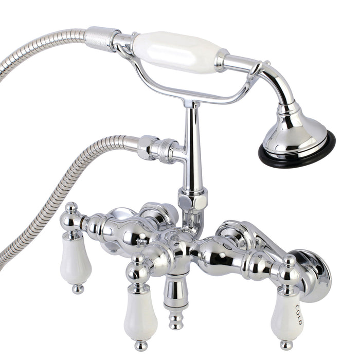 Vintage AE424T1 Three-Handle 2-Hole Tub Wall Mount Clawfoot Tub Faucet with Hand Shower, Polished Chrome