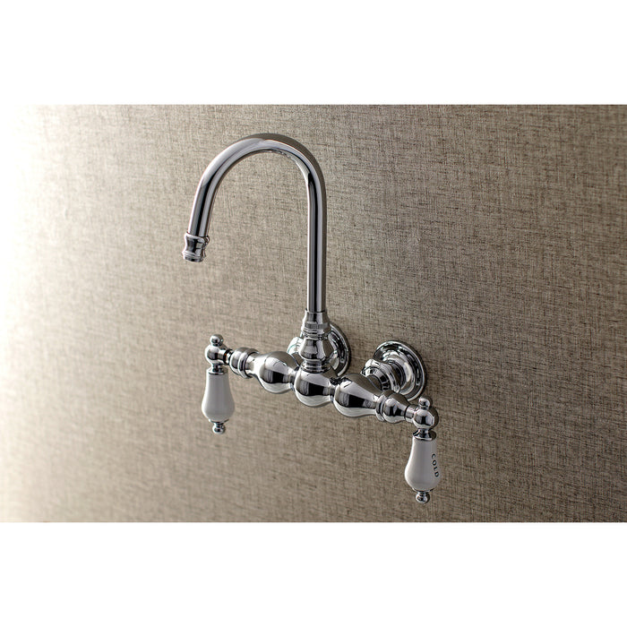 Kingston Heirloom AE4T1 - Aqua Vintage Two-Handle 2-Hole Tub Wall Mount Clawfoot Tub Faucet, Polished Chrome