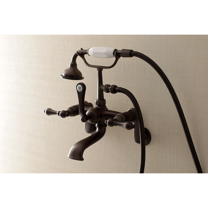 Aqua Vintage AE51T5 Three-Handle 2-Hole Tub Wall Mount Clawfoot Tub Faucet with Hand Shower, Oil Rubbed Bronze