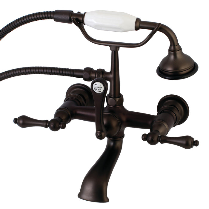 Aqua Vintage AE551T5 Three-Handle 2-Hole Tub Wall Mount Clawfoot Tub Faucet with Hand Shower, Oil Rubbed Bronze