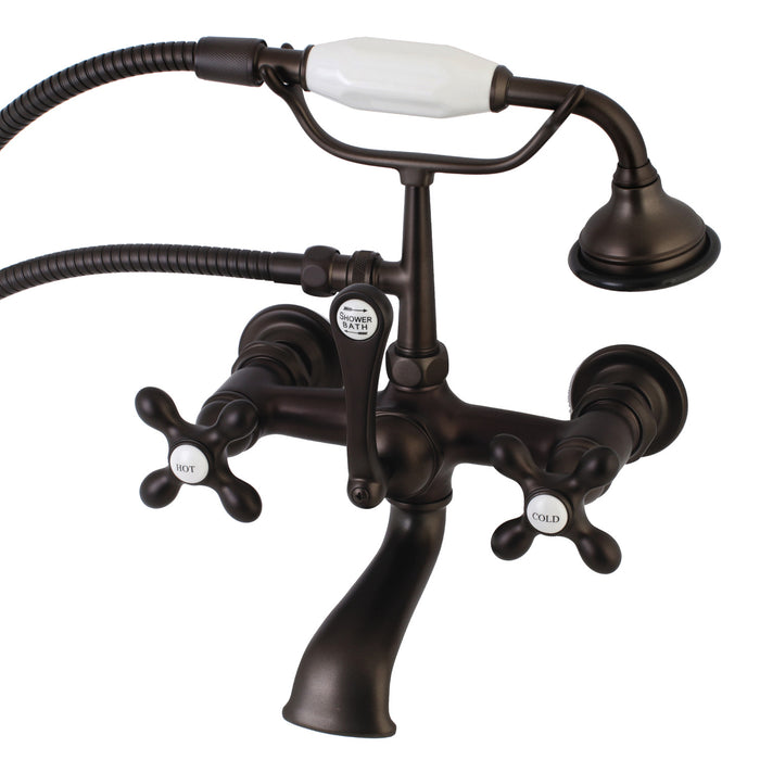 Aqua Vintage AE557T5 Three-Handle 2-Hole Tub Wall Mount Clawfoot Tub Faucet with Hand Shower, Oil Rubbed Bronze
