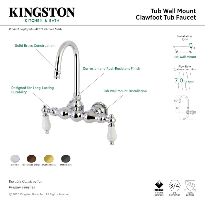 Aqua Vintage AE5T5 Two-Handle 2-Hole Tub Wall Mount Clawfoot Tub Faucet, Oil Rubbed Bronze