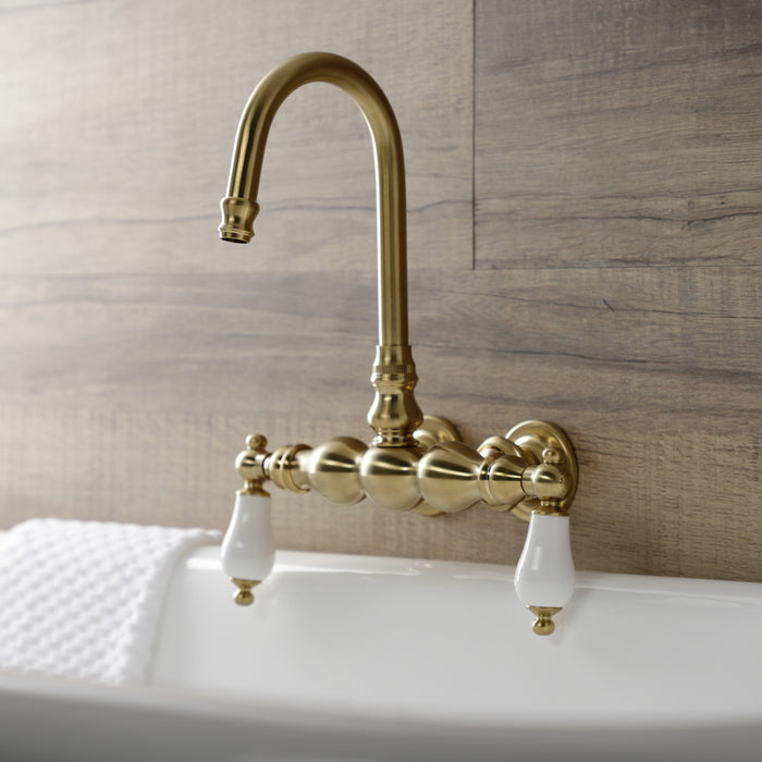 Aqua Vintage AE5T7 Two-Handle 2-Hole Tub Wall Mount Clawfoot Tub Faucet, Brushed Brass
