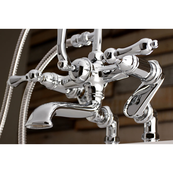 Vintage AE652T1 Three-Handle 2-Hole Deck Mount Clawfoot Tub Faucet with Hand Shower, Polished Chrome