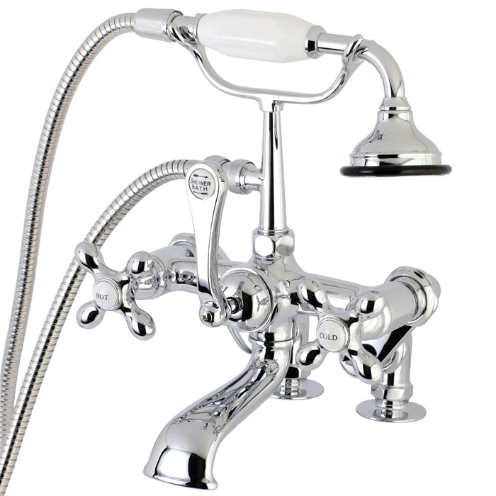 Vintage AE658T1 Three-Handle 2-Hole Deck Mount Clawfoot Tub Faucet with Hand Shower, Polished Chrome