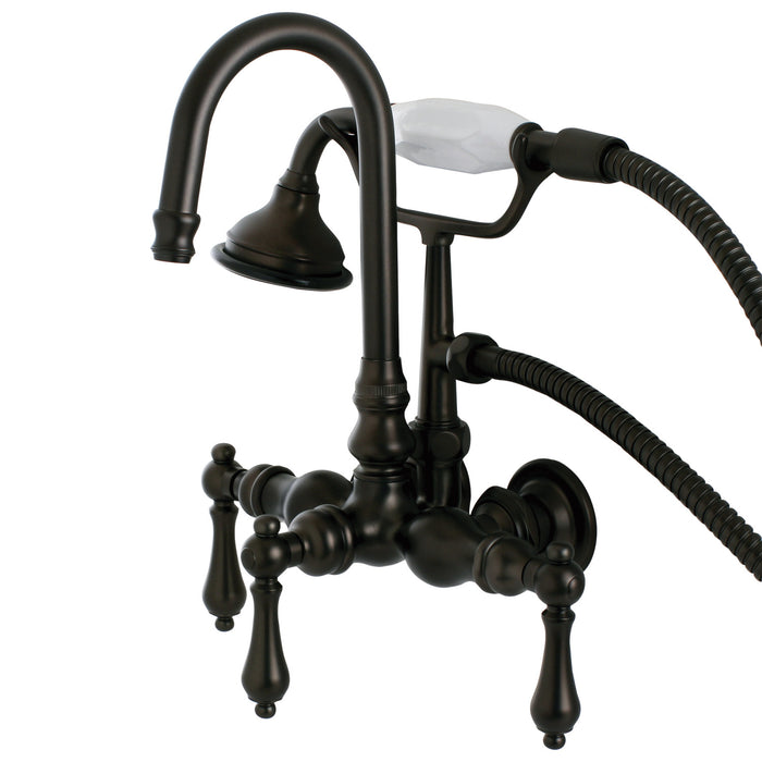 Aqua Vintage AE7T5 Three-Handle 2-Hole Tub Wall Mount Clawfoot Tub Faucet with Hand Shower, Oil Rubbed Bronze
