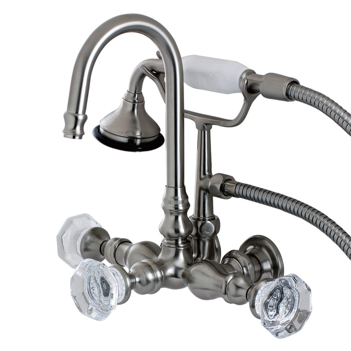 Celebrity AE7T8WCL Three-Handle 2-Hole Tub Wall Mount Clawfoot Tub Faucet with Hand Shower, Brushed Nickel