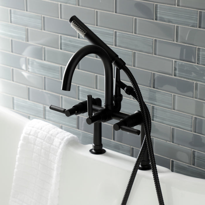 Kaiser AE8100DKL Three-Handle 2-Hole Deck Mount Clawfoot Tub Faucet with Hand Shower, Matte Black