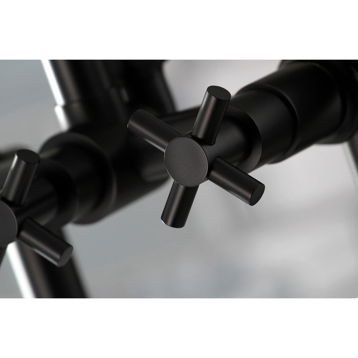 Concord AE8100DX Three-Handle 2-Hole Deck-Mount Clawfoot Tub Faucet with Hand Shower, Matte Black