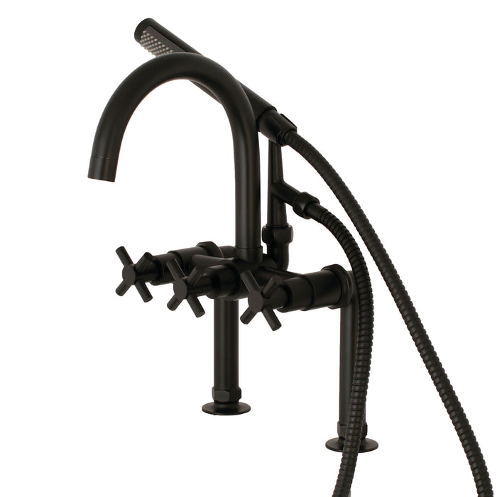 Concord AE8100DX Three-Handle 2-Hole Deck-Mount Clawfoot Tub Faucet with Hand Shower, Matte Black