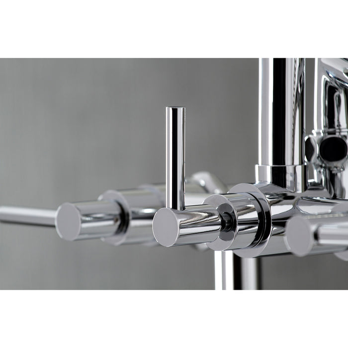 Kingston Sona AE8101DL - Concord Three-Handle 2-Hole Deck-Mount Clawfoot Tub Faucet with Hand Shower, Polished Chrome