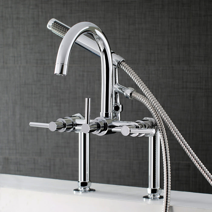 Kingston Sona AE8101DL - Concord Three-Handle 2-Hole Deck-Mount Clawfoot Tub Faucet with Hand Shower, Polished Chrome