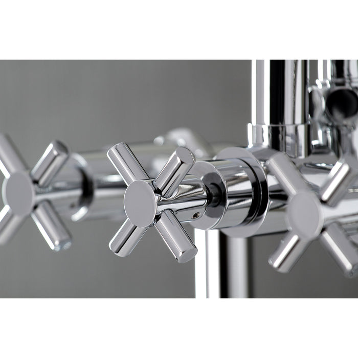 Kingston Sona AE8101DX - Concord Three-Handle 2-Hole Deck-Mount Clawfoot Tub Faucet with Hand Shower, Polished Chrome