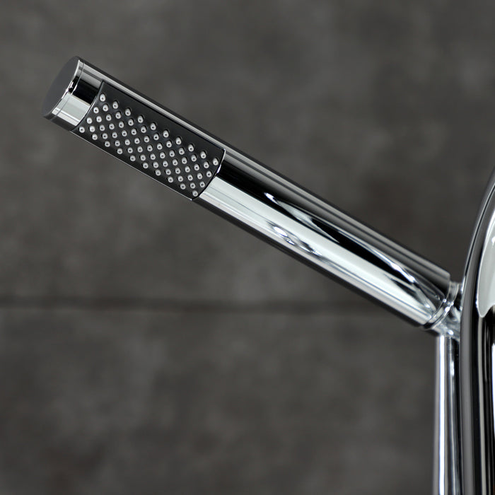 Kingston Sona AE8101RKX - Webb Three-Handle 2-Hole Deck-Mount Clawfoot Tub Faucet with Knurled Handle and Hand Shower, Polished Chrome