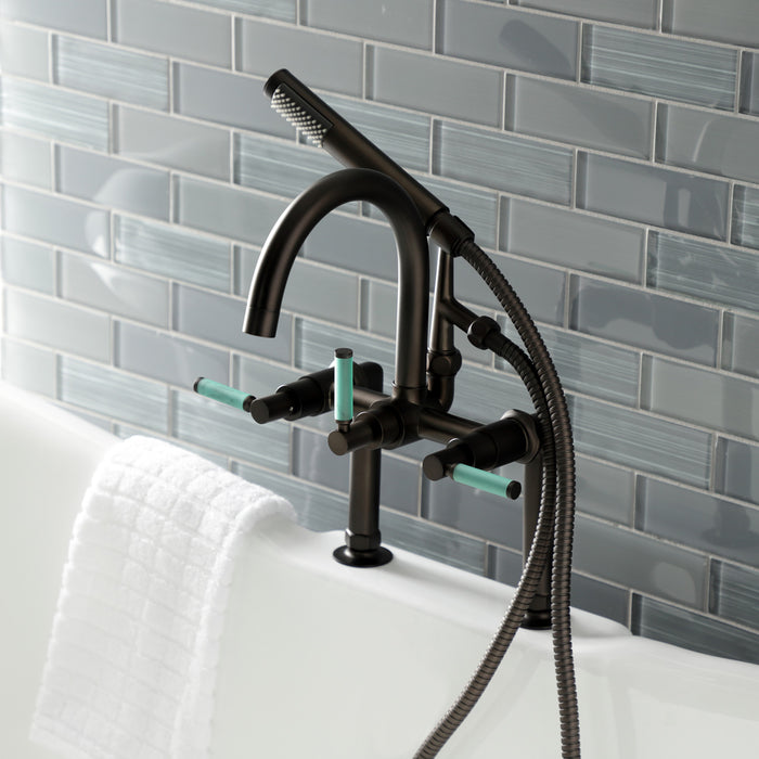 Kaiser AE8105DKL Three-Handle 2-Hole Deck Mount Clawfoot Tub Faucet with Hand Shower, Oil Rubbed Bronze