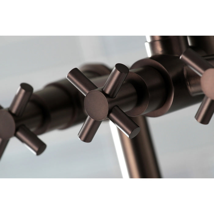 Kingston Sona AE8105DX - Concord Three-Handle 2-Hole Deck-Mount Clawfoot Tub Faucet with Hand Shower, Oil Rubbed Bronze