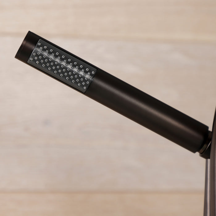 Kingston Sona AE8105RKX - Webb Three-Handle 2-Hole Deck-Mount Clawfoot Tub Faucet with Knurled Handle and Hand Shower, Oil Rubbed Bronze