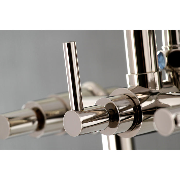 Kingston Sona AE8106DL - Concord Three-Handle 2-Hole Deck-Mount Clawfoot Tub Faucet with Hand Shower, Polished Nickel