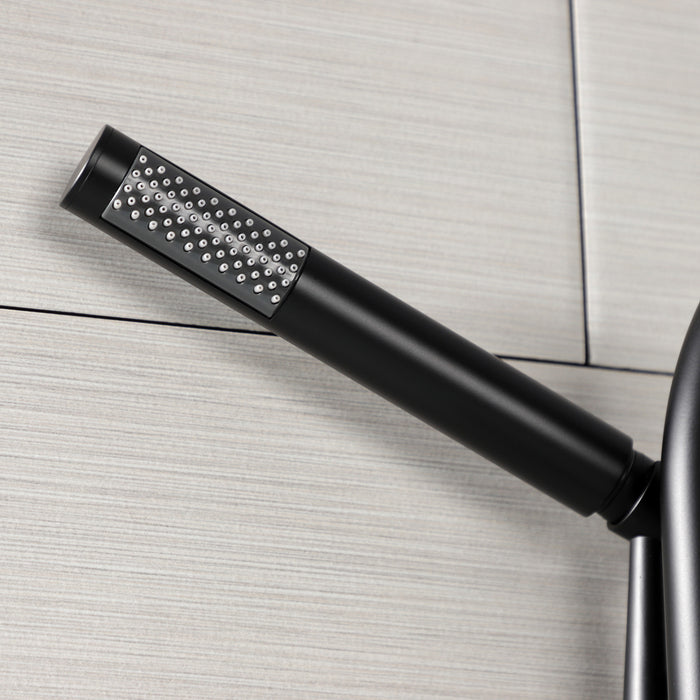 Kingston Sona AE8150RX - Belknap Three-Handle 2-Hole Tub Wall Mount Clawfoot Tub Faucet with Hand Shower, Matte Black