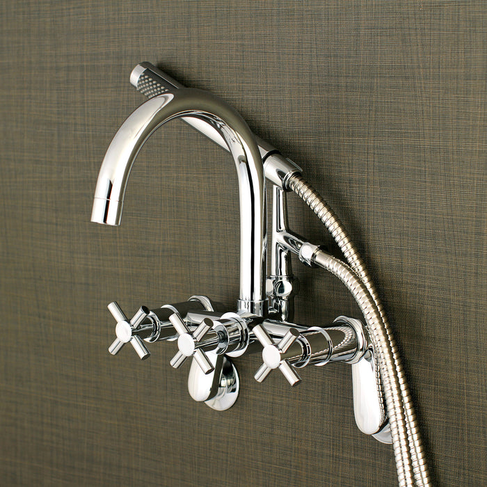 Concord AE8151DX Three-Handle 2-Hole Tub Wall Mount Clawfoot Tub Faucet with Hand Shower, Polished Chrome