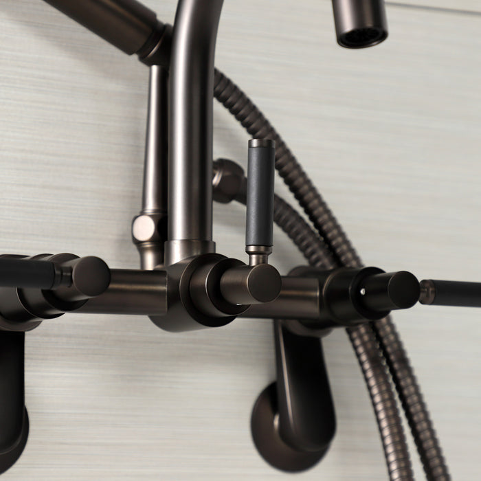 Kingston Sona AE8155DKL - Kaiser Three-Handle 2-Hole Tub Wall Mount Clawfoot Tub Faucet with Hand Shower, Oil Rubbed Bronze