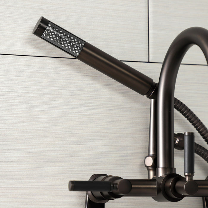 Kingston Sona AE8155DKL - Kaiser Three-Handle 2-Hole Tub Wall Mount Clawfoot Tub Faucet with Hand Shower, Oil Rubbed Bronze