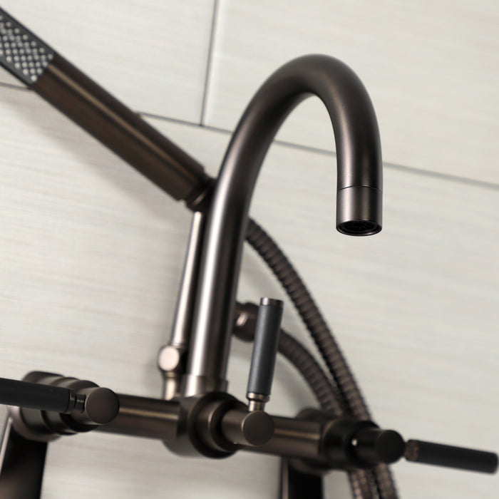 Kingston Sona AE8155DKL - Kaiser Three-Handle 2-Hole Tub Wall Mount Clawfoot Tub Faucet with Hand Shower, Oil Rubbed Bronze