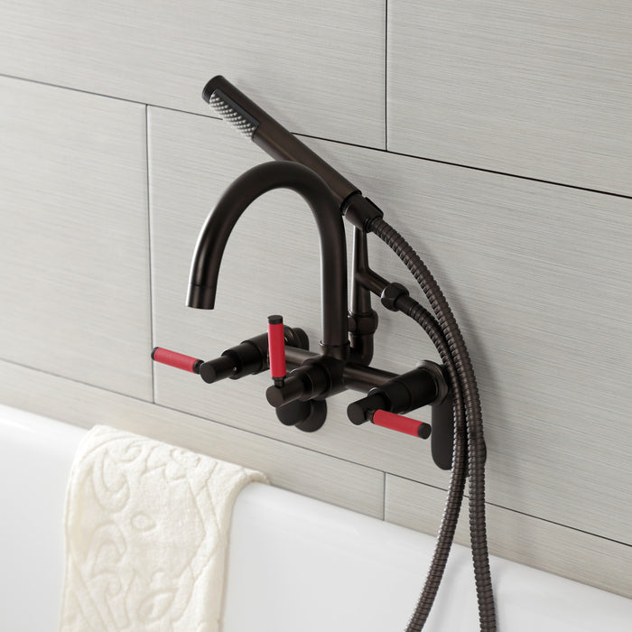 Kingston Sona AE8155DKL - Kaiser Three-Handle 2-Hole Tub Wall Mount Clawfoot Tub Faucet with Hand Shower, Oil Rubbed Bronze