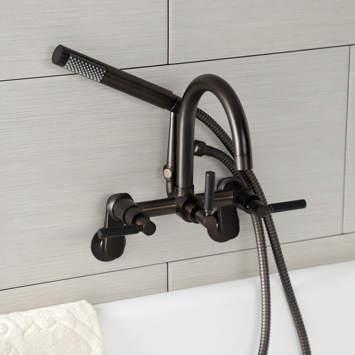 Kaiser AE8155DKL Three-Handle 2-Hole Tub Wall Mount Clawfoot Tub Faucet with Hand Shower, Oil Rubbed Bronze