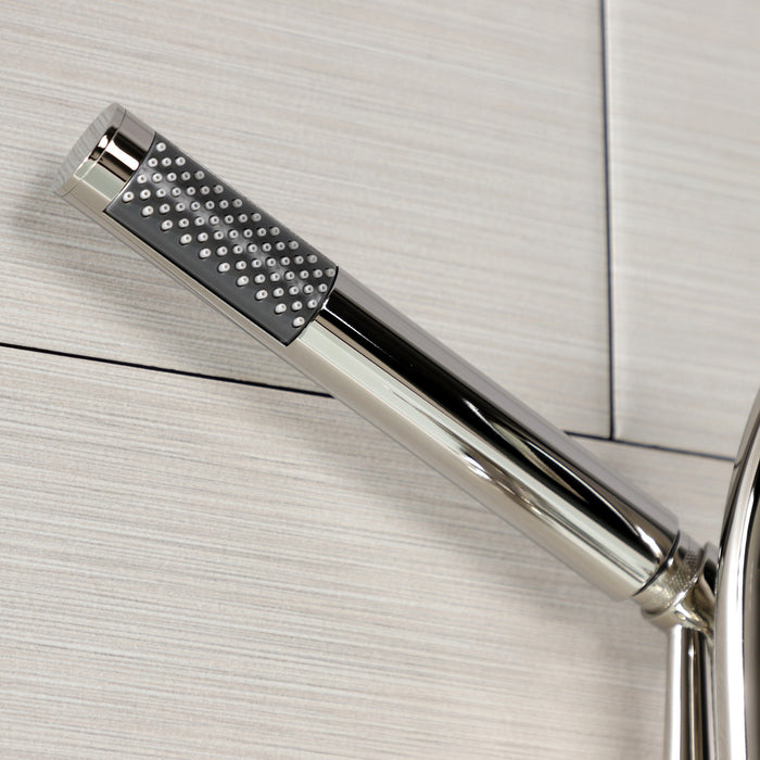 Kingston Sona AE8156CG - Fuller Three-Handle 2-Hole Tub Wall Mount Clawfoot Tub Faucet with Hand Shower, Polished Nickel