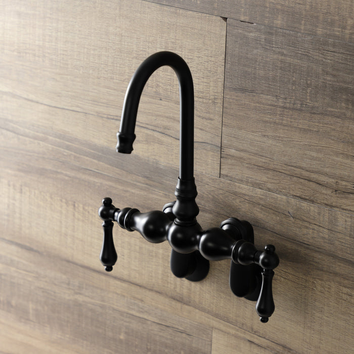 Kingston Heirloom AE81T0 - Aqua Vintage Two-Handle 2-Hole Tub Wall Mount Clawfoot Tub Faucet, Matte Black