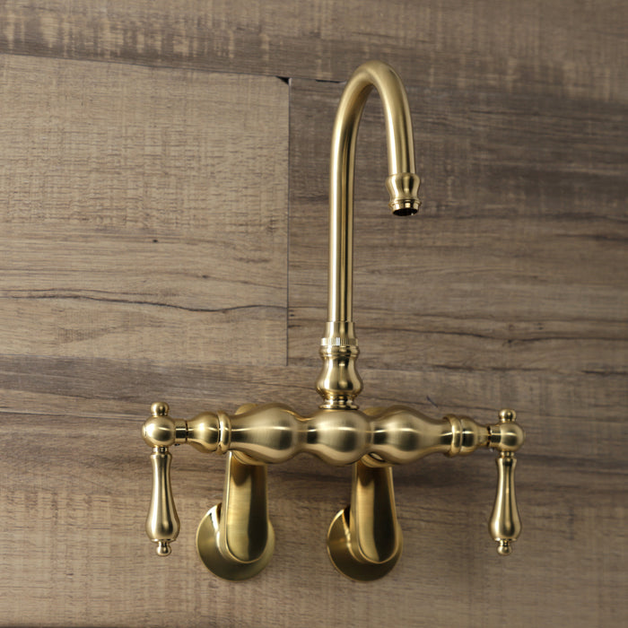 Aqua Vintage AE81T7 Two-Handle 2-Hole Tub Wall Mount Clawfoot Tub Faucet, Brushed Brass