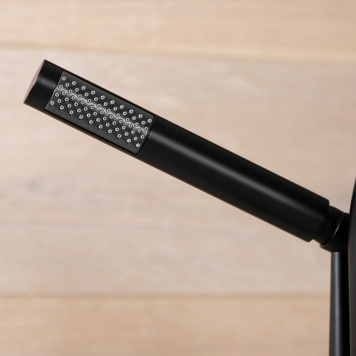 Kingston Sona AE8400RX - Belknap Three-Handle 2-Hole Deck-Mount Clawfoot Tub Faucet with Hand Shower, Matte Black