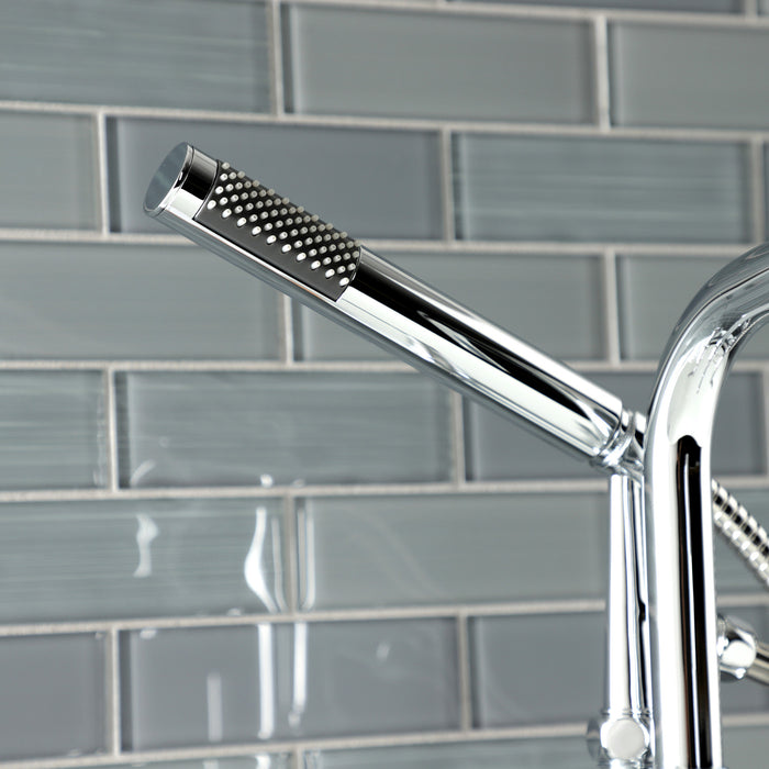 Kingston Sona AE8401DX - Concord Three-Handle 2-Hole Deck-Mount Clawfoot Tub Faucet with Hand Shower, Polished Chrome