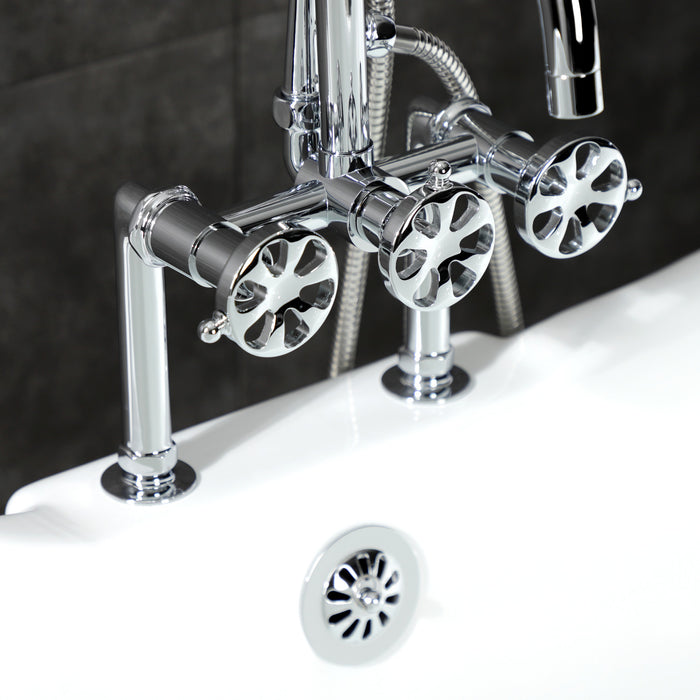 Kingston Sona AE8401RX - Belknap Three-Handle 2-Hole Deck-Mount Clawfoot Tub Faucet with Hand Shower, Polished Chrome