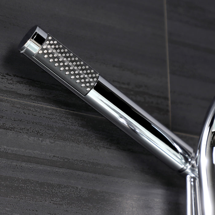 Kingston Sona AE8451RKX - Webb Three-Handle 2-Hole Adjustable Wall Mount Clawfoot Tub Faucet with Knurled Handle and Hand Shower, Polished Chrome