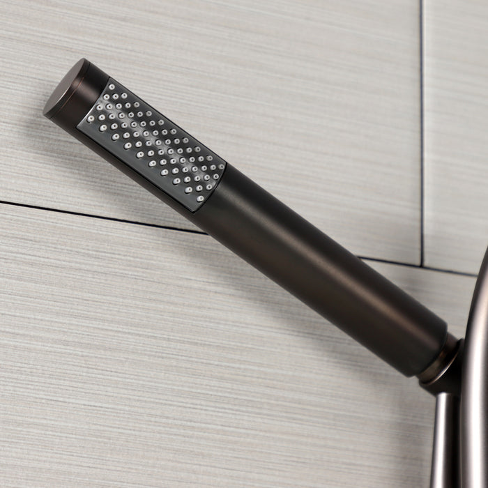 Kingston Sona AE8455RKX - Webb Three-Handle 2-Hole Adjustable Wall Mount Clawfoot Tub Faucet with Knurled Handle and Hand Shower, Oil Rubbed Bronze