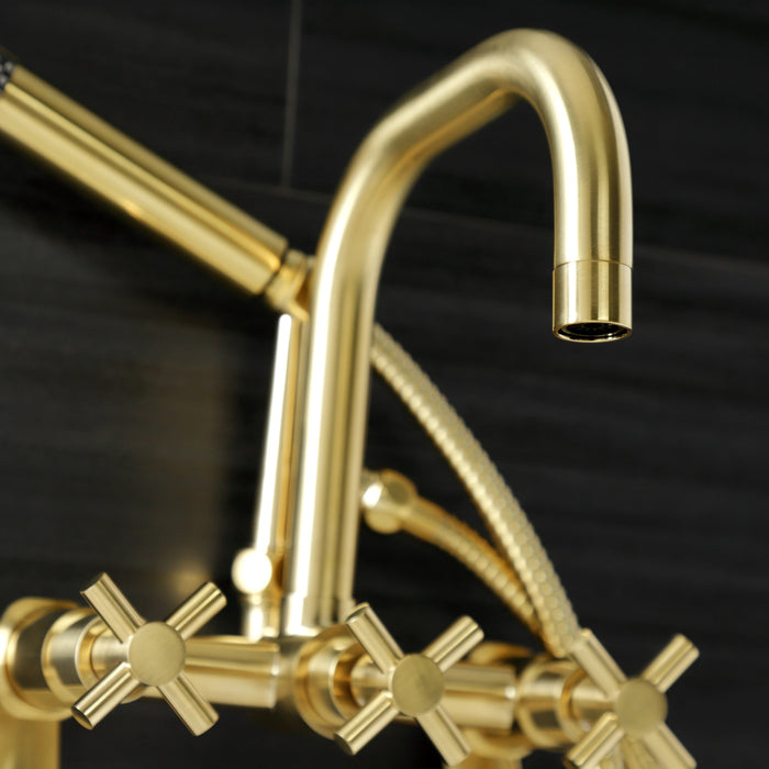 Kingston Sona AE8457DX - Concord Wall Mount Clawfoot Tub Faucet, Brushed Brass