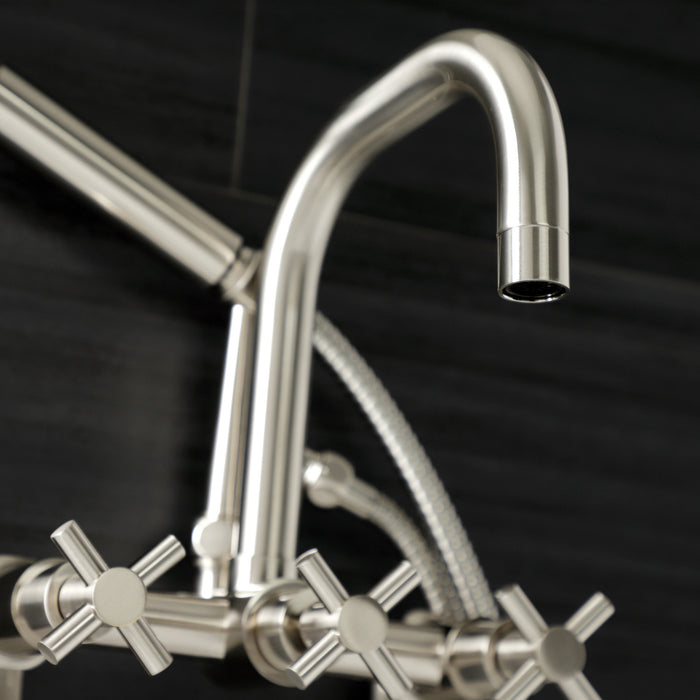 Kingston Sona AE8458DX - Concord Wall Mount Clawfoot Tub Faucet, Brushed Nickel