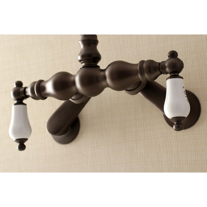 Kingston Aqua Vintage AE85T5 Two-Handle 2-Hole Tub Wall Mount Clawfoot Tub Faucet, Oil Rubbed Bronze