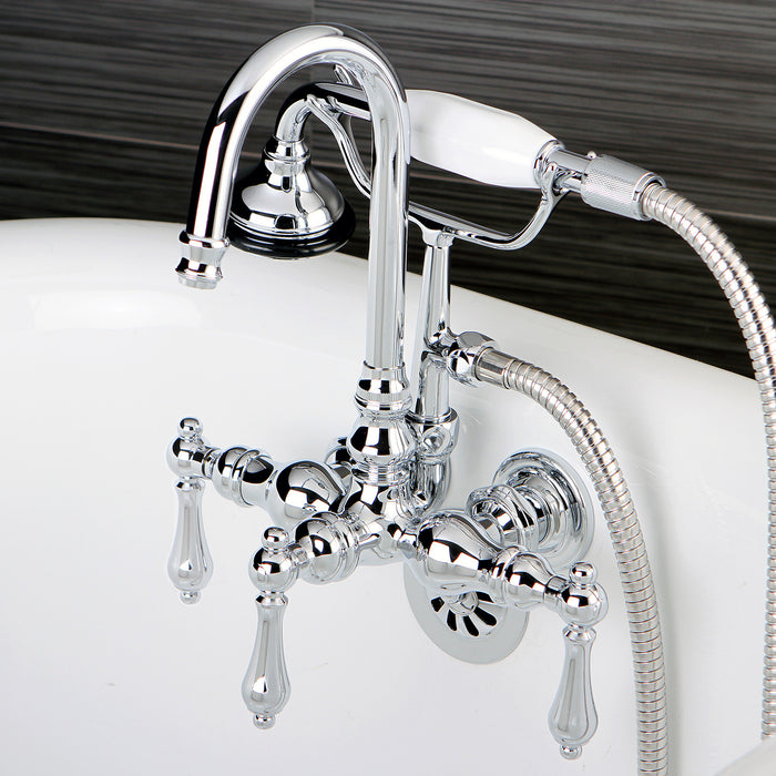 Aqua Vintage AE8T1 Three-Handle 2-Hole Tub Wall Mount Clawfoot Tub Faucet with Hand Shower, Polished Chrome